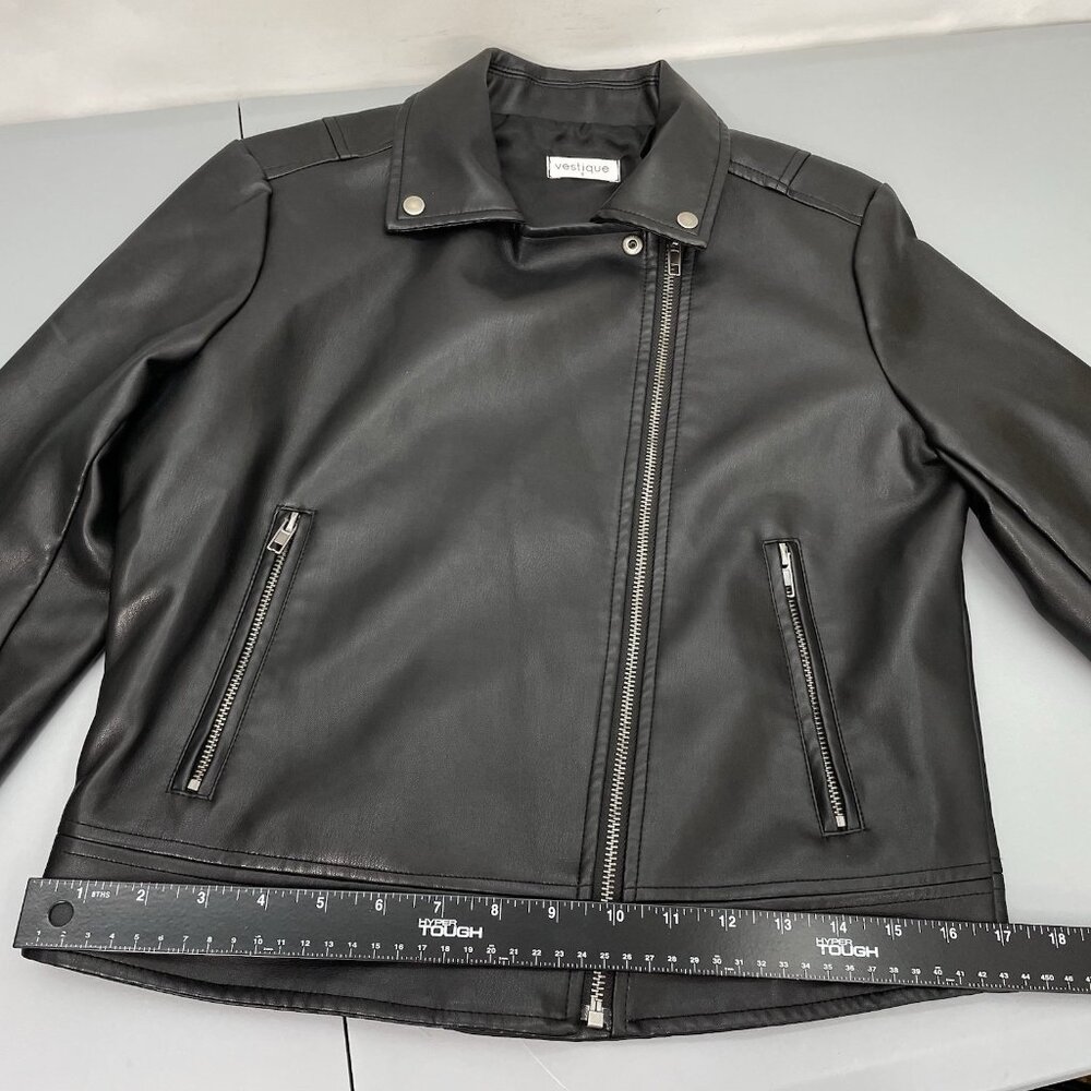 Vestique Faux Leather Jacket Biker Moto Motorcycle Zip Black Womens S - Picture 10 of 11